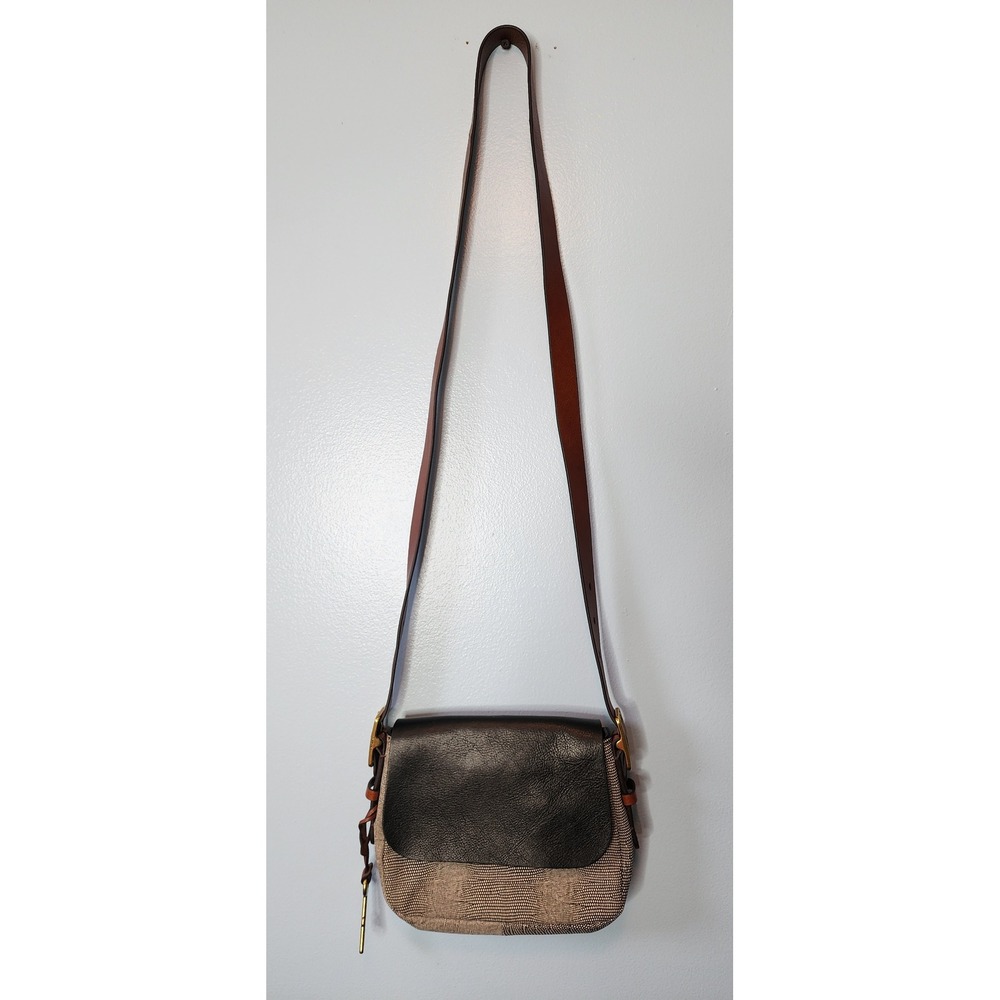 Fossil Crossbody Bag Womens Small Black Brown Key Charm Snakeskin EXC - Picture 2 of 16